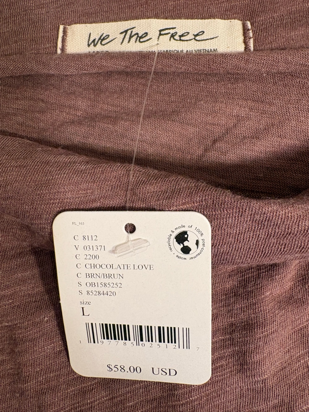 Free People Chocolate Love Brown Long Sleeve Tee - Picture 5 of 6